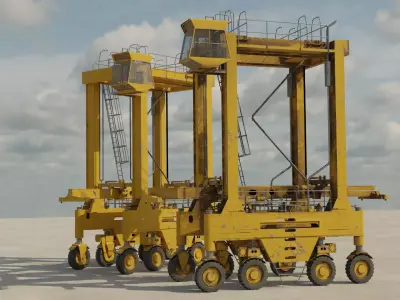 Harbor Straddle Crane Low-poly 3D model