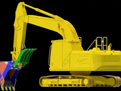 Excavator Hydraulic Thumb Grapple Bucket 3D model