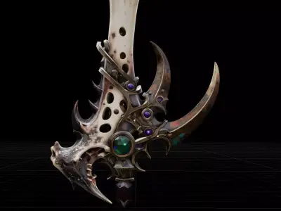 Ornate Bone Dagger - Dark Fantasy Ritual Blade Low-poly 3D model