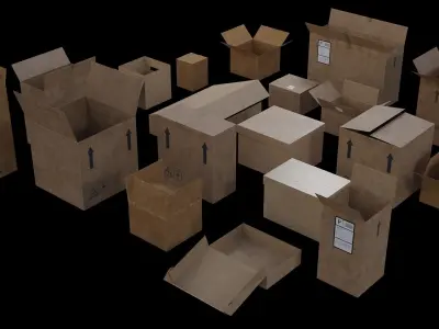 Cardboard Boxes Pack Low-poly 3D model