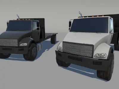 Flatbed trucks Low-poly 3D model