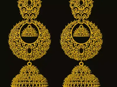 jumka gold jhumka earrings 3D print model purchase