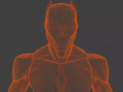 armored suit black color with red strips villain look Low-poly 3D model