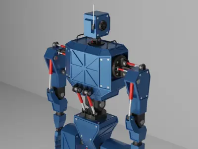 Industrial Piston Bot Character Low-poly 3D model