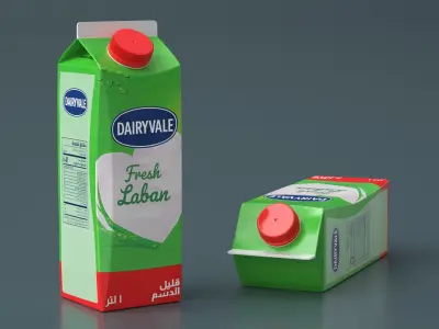 Cultured Milk Drink 1L with Red Screw Cap Green 3D model