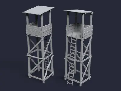 Observation tower Low-poly 3D model