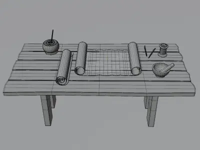 LowPoly Ancient writing instruments Low-poly 3D model