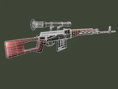 SVD sniper rifle Low-poly 3D model