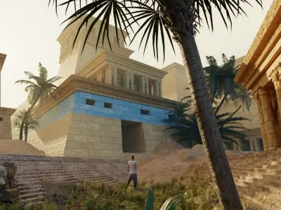egyptian temple scene made in blender 3D model
