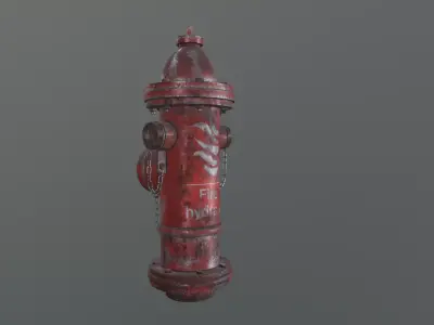Rusty Industrial Fire Hydrant Low-poly 3D model