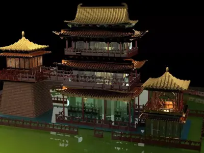 Chinese ancient house  3D model 4