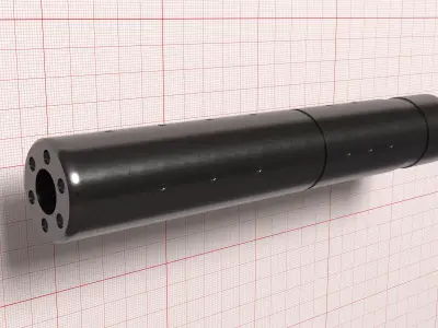 Airsoft silencer 196x32 adapted to 22LR with Z-baffles Low-poly 3D model