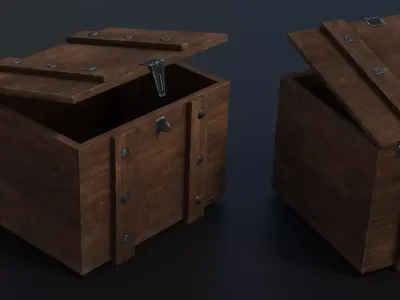 Wooden Ammo Box Low-poly 3D model