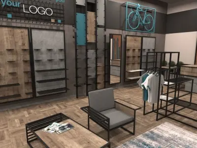 Clothing and shoes Store shop Low-poly 3D model