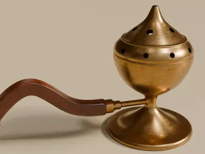 Antique Brass Arabic Mabkhara - Loban Bakhoor Burner PBR Asset 3D model