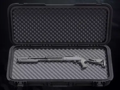 BM4 Semi-Automatic shotgun With Hands Low-poly 3D model