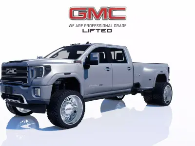 Pickup GMC Sierra 3500 HD Denali Dually with Interior  3D model