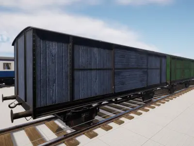 Passenger wagon  with interior Low-poly 3D model
