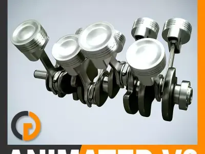 Animated V8 Engine Cylinders 3D model