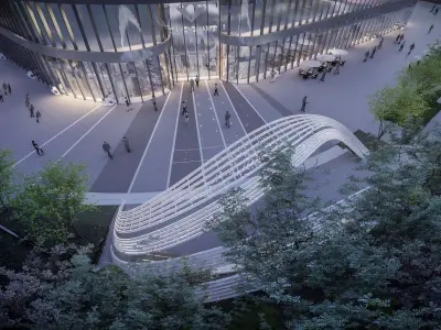 Commercial Plaza Landscape SKP Lumion OBJ  Curved  Structure 3D model