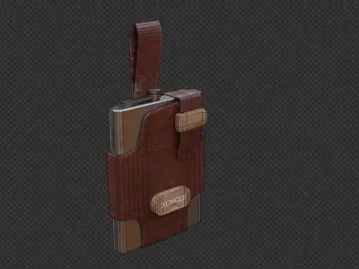 leather camouflage iron old flask Low-poly 3D model