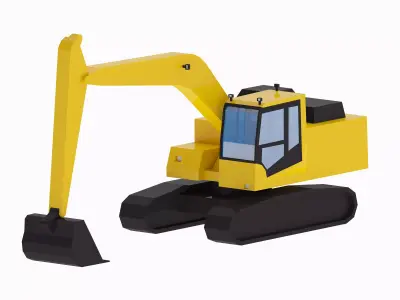 Excavator Construction PC210LC Simplified Low-poly 3D model