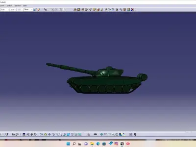 Tank-T72 tank on computer screen 3D model