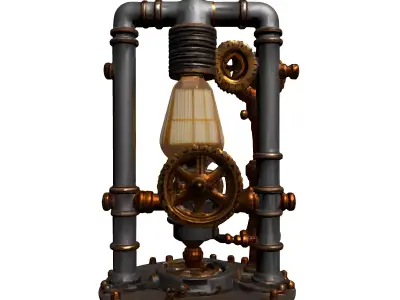 Steampunk Industrial Edison Table Lamp Low-poly 3D model