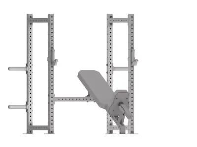 Half rack with an adjustable incline bench Low-poly 3D model