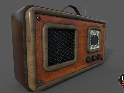 Radio Retro Version 1 Low-poly 3D model