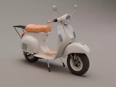Classic Vintage Scooter - White Retro 3D model