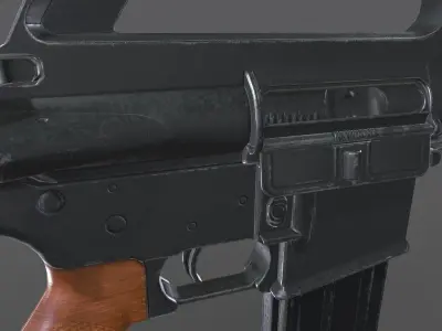 Wooden M16 Assault Rifle Low-poly PBR Free low-poly 3D model