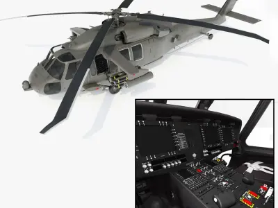 UH-60M Battlehawk with nice interior 3D model