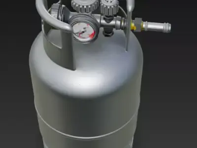 Propane Gas Cylinder with Regulator and Gauge PBR 3D Model 3D model