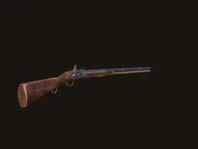 Weapon - Gun - Flintlock - English Flintlock Rifle Low-poly 3D model