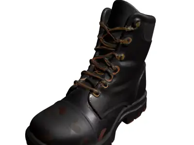 Realistic Scuffed Black Combat Boot Low-poly 3D model