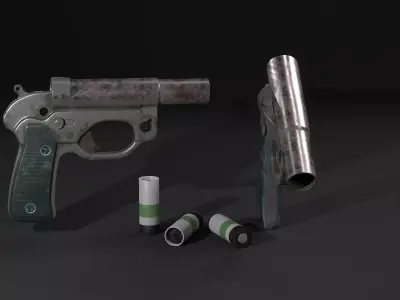 Flare Pistol Low-poly 3D model