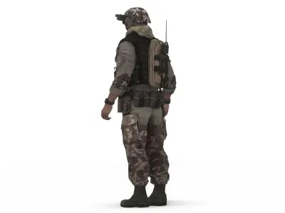 Modern Military Soldier 3D Model Game-Ready Rigged Low-poly 3D model