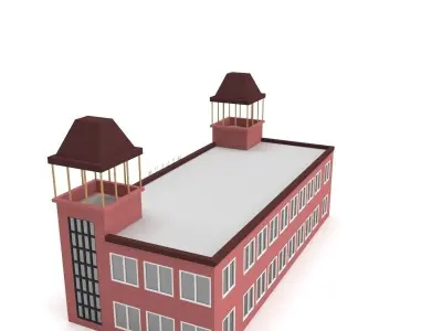 Low Poly Cartoon Museum Low-poly 3D model