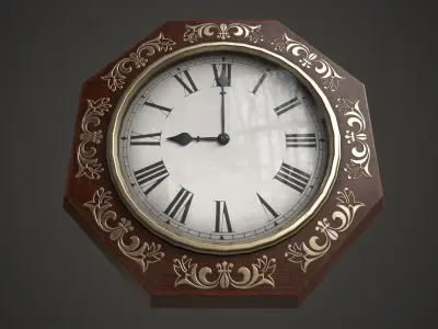 Vintage Wall Clock Low-poly 3D model
