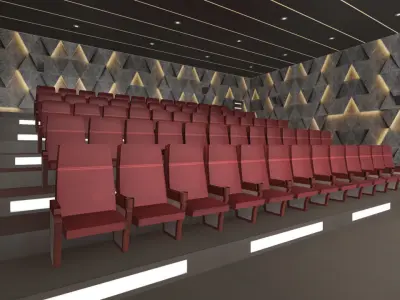 Modern Cinema Hall 01 Low-poly 3D model