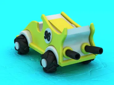 3D Toy Race Car with Vibrant Yellow Design and Number 96 3D print model