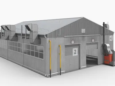 Industrial Workshop Building Simplified 3D model
