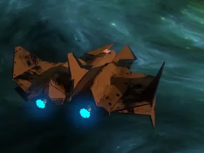 3D Orange Spaceship Low-poly Low-poly 3D model