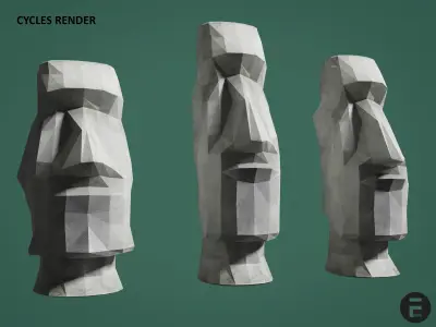 Moai statue - Easter Island Low-poly 3D model