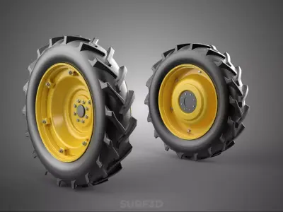 TRACTOR TIRE TREAD TYRE LUG WHEEL RUBBER RIM HUB GRIP DIRT ROAD 3D model