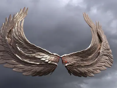 Angel Dragon wings Collection Low-poly 3D model