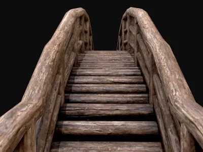 Wood Log Bridge Low-poly 3D model