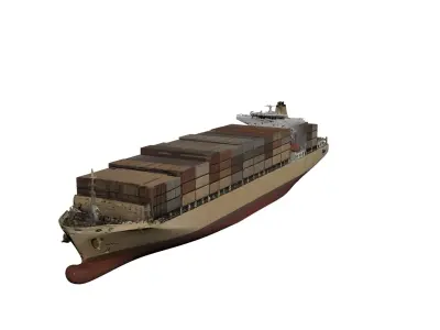 Realistic Container Cargo Ship High Detail Vessel 3D model