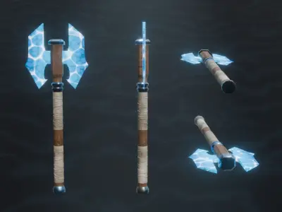 15 water elemental weapons - medieval - fantasy VOL 01 Low-poly 3D model